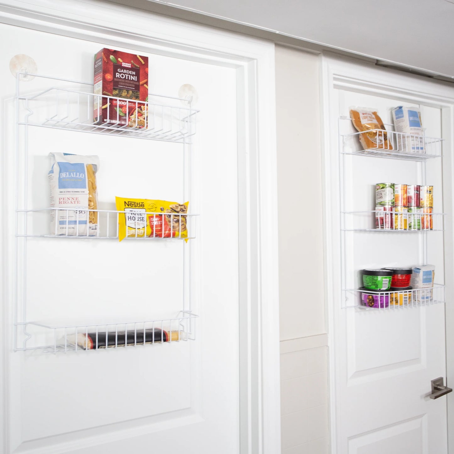 6-Tier Adjustable over the Door Pantry Organizer - Powder-Coated Steel Hanging Pantry Shelves and Rack for Kitchen Organization (White)